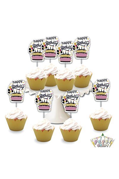 DÜVENCİ TİCARET 8'li Simli Eva Delux Kürdan Happy Birthday M478