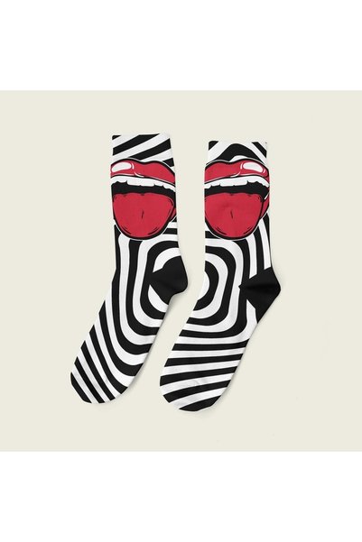 Ogobongo Rock "n" Roll Lips Soket Çorap