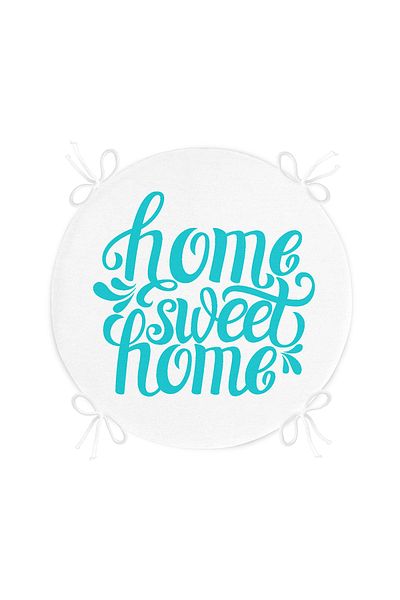 Realhomes Turquoise Home Digital Printed Round Zippered Chair Cushion