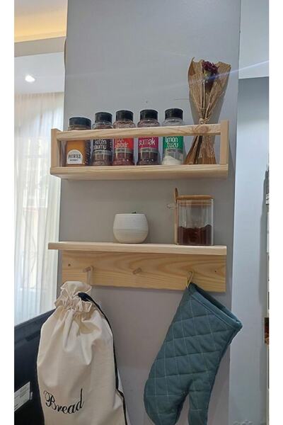 StayTrade Ahşap Askılı Raf Ve Eğitici Montesorri Askılık 40 cm