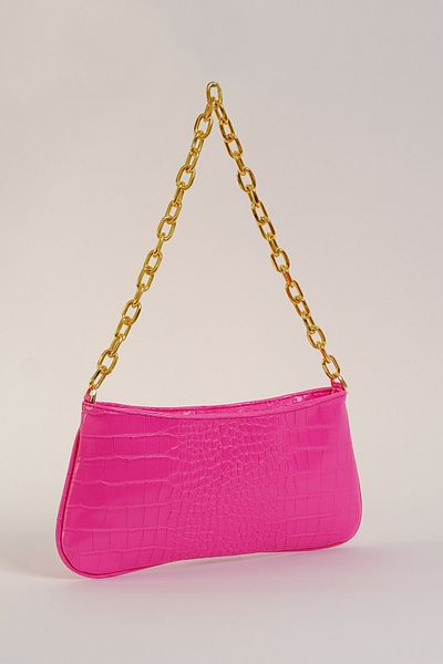 Çantacımstore Women's Chain Crocodile Shoulder Bag Pink