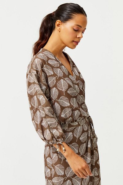 Love My Body Gemustertes zweireihiges Kleid zum Binden
