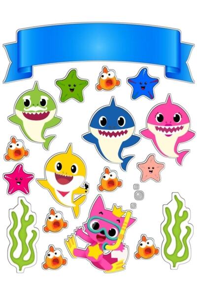 hediyehobihersey Bayb Shark Yenilebilir Resimli Pasta Şeker Kağıt Baskısı