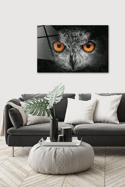 Decorita Animals| Glass Table| Owl - Horizontal View| 40cm X 60cm