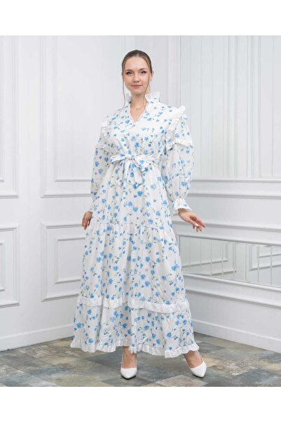 CİXAPLE Nakış Baskılı Fisto Kumaş (PAMUKLU) Elbise