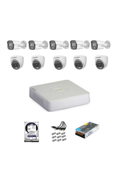 Hikvision Colorvu Gece-karanlıkta Renkli 10 Ahd Kameralı Güvenlik Kamera Kuru...