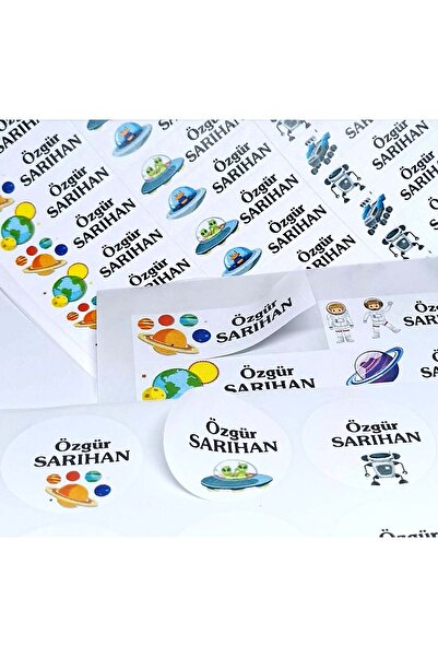 Vice Isim Baskılı Defter Kalem Okul Etiketi ( 198 Adet Uzay Temalı )