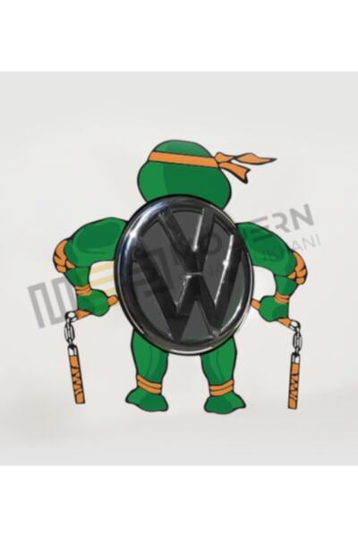 ModernSanatDükkanı ملصق سيارة فولكس فاجن مع سلحفاة النينجا - ملصق سيارة