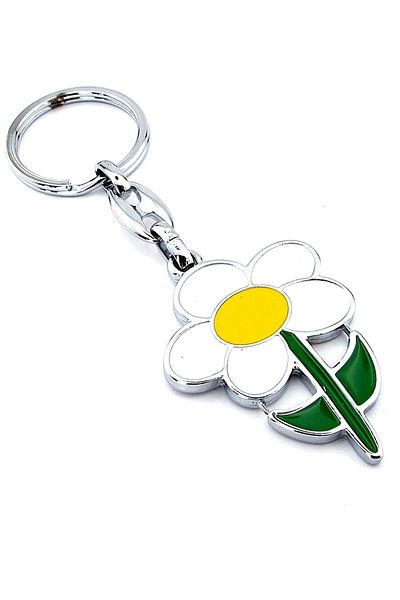 Solfera White Daisy Flower Spring Summer Theme Metal Keychain Kc963