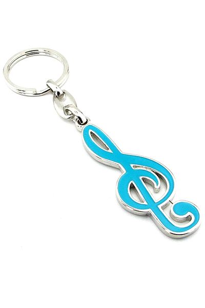 Solfera Turquoise Colored Left Key Music Metal Keychain Kc974