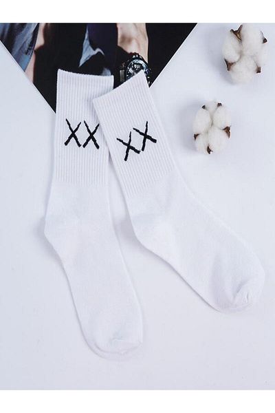 BGK Unisex White Black Xx 3 Pairs College Socks