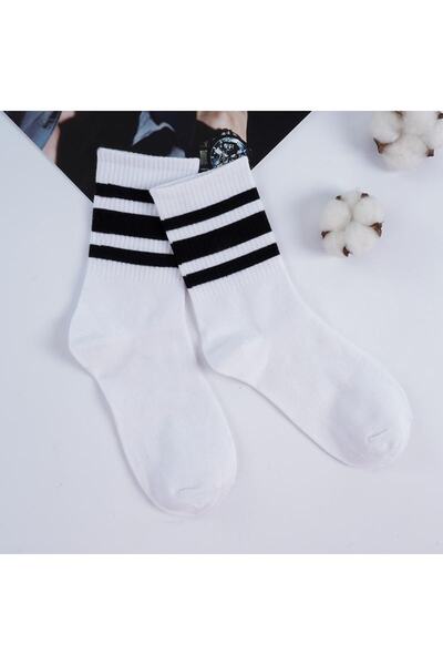 BGK Unisex White Black Xx 3 Pairs College Socks