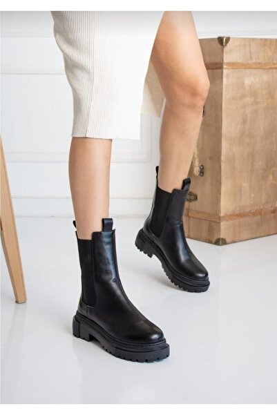 MEVESE Deri Kadın Bot - Brescia Siyah Cilt