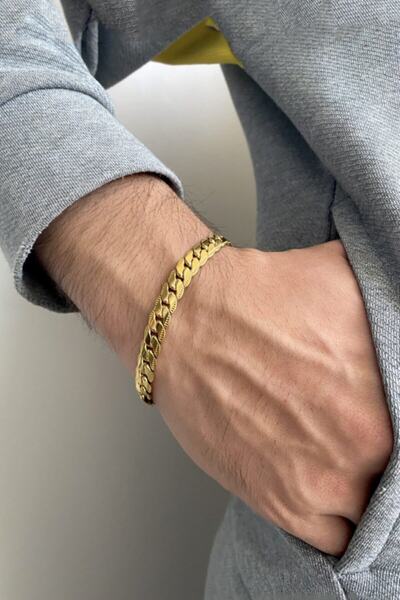 TREND COLLECTİON Urban Model Unisex Thick Gold Steel Bracelet