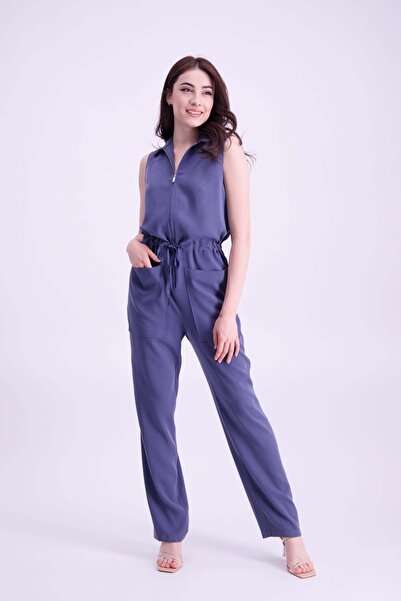 NEWRULES Kadın Fermuarlı Kolsuz Tulum