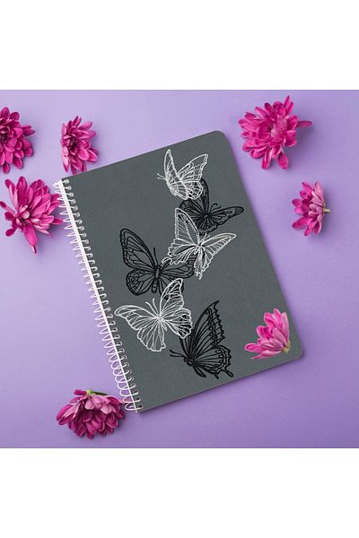 Walldeco Caiet MDF Fluturi cu copertă din lemn fără linii