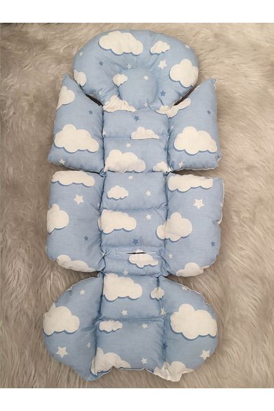 Jaju Baby Blue Cloud Patterned Baby Stroller Cushion