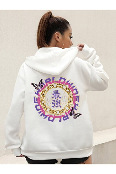 Relax family xf Жіночий білий світло-сірий принтований оверсайз-светр