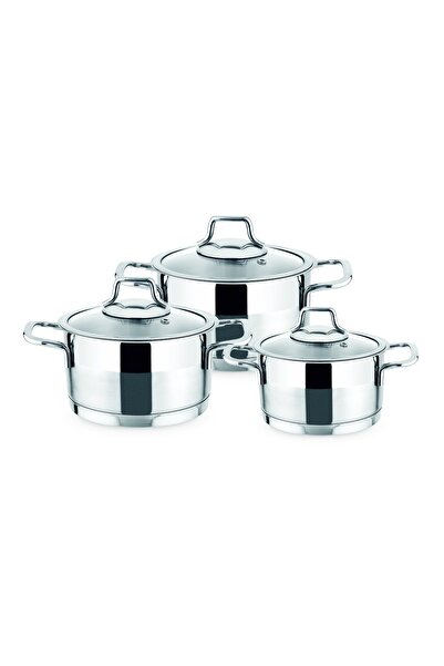 Lines Silver 6 Parça Metal Kulplu Çelik Tencere Seti