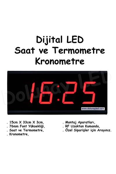 Dolunay LED Dijital Led Saat Termometre Kronometre 76mm