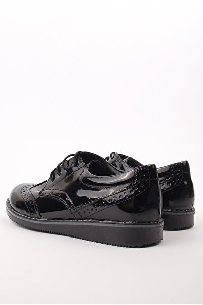 Minican Boy's Black Patent Leather Laced Casual Shoes