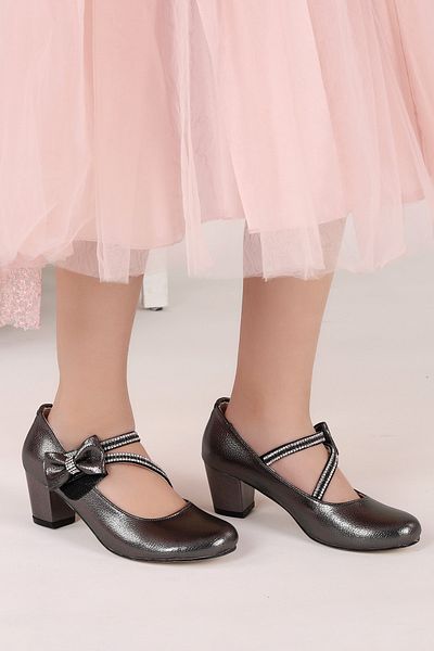 KARAMAZI Pantofi balerină Kiko 750 Vakko Daily pentru fetiță cu toc de 4 cm, platină
