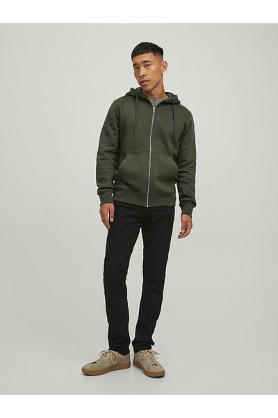 Jack & Jones Solid Color Zippered Sweatshirt