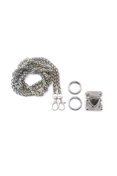 Generic Brand Set de lanțuri pentru genți tricotate argintii - 25 bucăți - 6 mm