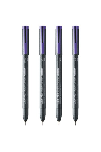 Copic Multiliner Classic 4-Piece Technical Drawing Pen Set - Lavender (0.05/0.1/0.3/0.5 )