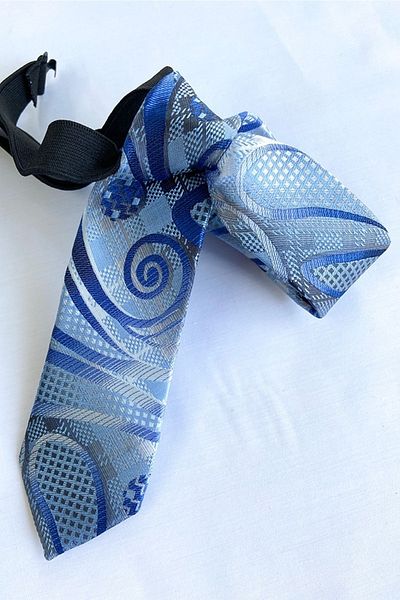 Louis Kids Blue Geometric Pattern Boy's Tie