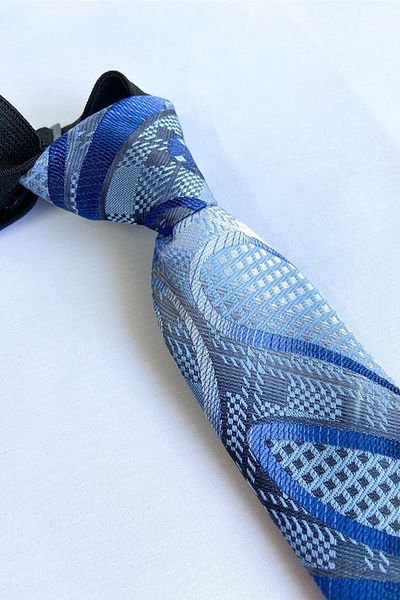 Louis Kids Blue Geometric Pattern Boy's Tie