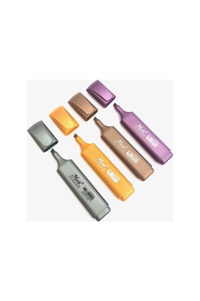 Masis H708-4M Highlighter Metallic Pen - Pack of 4 Colors