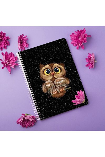 Walldeco Copertă din lemn Owl MDF Notebook fără linii