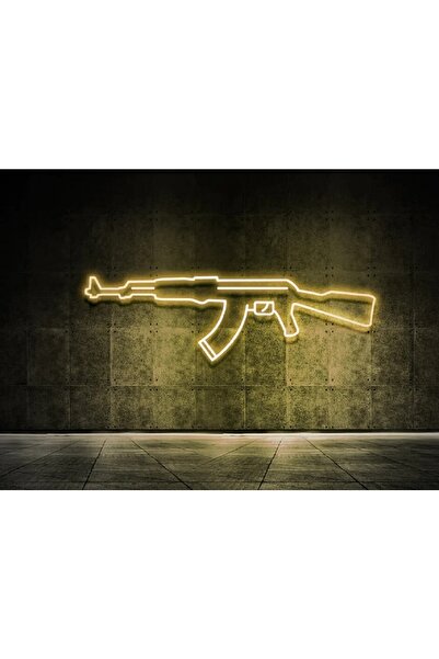 SMİLE CONCEPT Ak47 Tüfek- Neon Led Dekoratif Duvar Yazısı Aydınlatması Gece L...