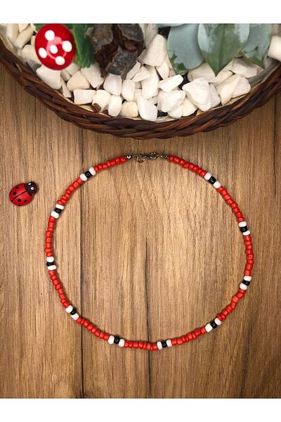 Stoneday Red White Color Special Design Sand Bead Necklace