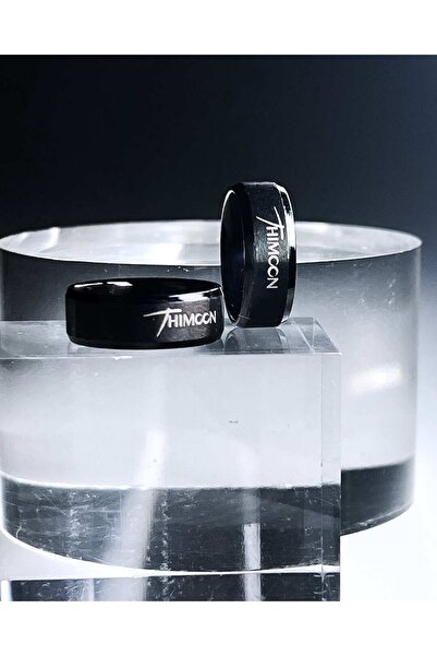 THIMOON Erkek 6 Mm Mat Siyah Paslanmaz Çelik Yüzük