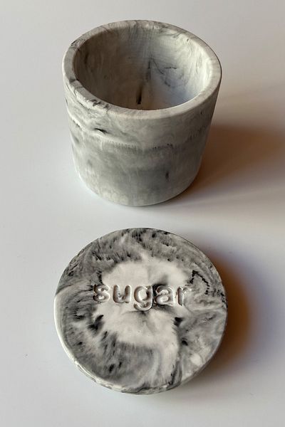 sin istanbul Concrete Sugar Bowl with Lid, Marble Pattern