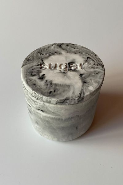 sin istanbul Concrete Sugar Bowl with Lid, Marble Pattern