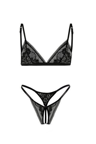 Simi Underwear Set de bralet elegant din dantelă neagră cu design special