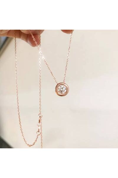 Sembol Gold Rose Altın Tektaş Kolye 14 Ayar