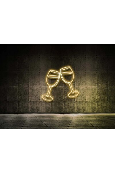 SMİLE CONCEPT Kadeh Bardak Cheers- Neon Led Dekoratif Duvar Yazısı Aydınlatma...
