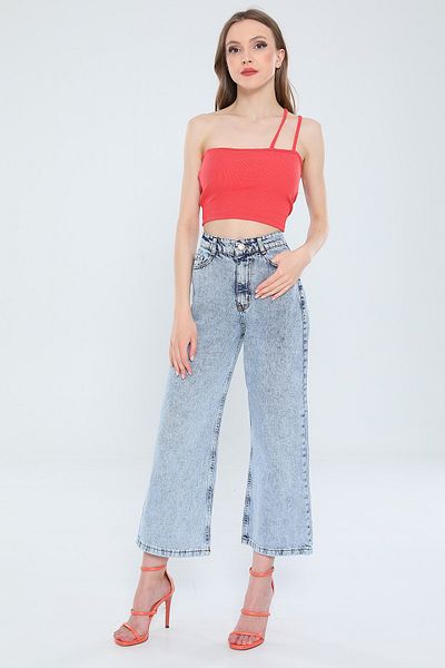 Afilva Pantaloni de damă cu talie foarte înaltă și picioare largi - Ice Blue