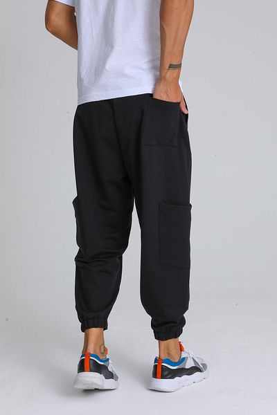 DARK AND BRIGHT Ανδρικό μαύρο Shalwar Side Large Pocket Βαμβακερό ύφασμα Άνετη εφαρμογή