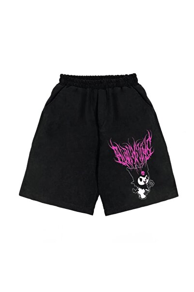 Touz Anime Harajuku Kuromi Sanrio Unisex χτενισμένο βαμβακερό σορτς - M F Touz