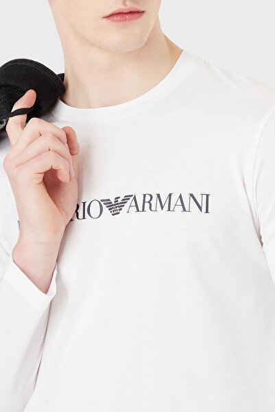 Emporio Armani Με λογότυπο Slim Fit Crew λαιμόκοψη μακρυμάνικο βαμβακερό μπλουζάκι Ανδρικό μπλουζάκι 8n1tn8 1jpzz 0