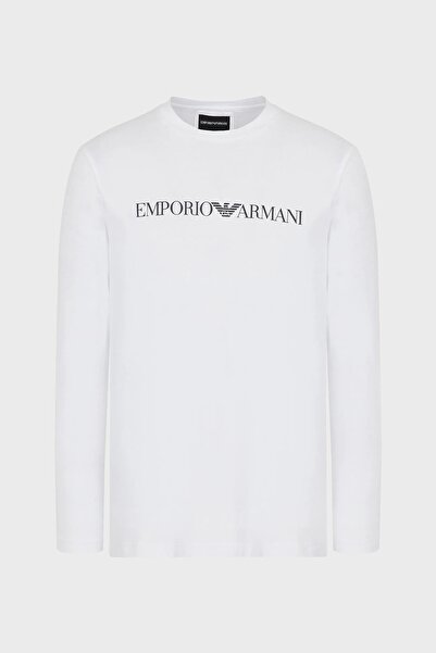 Emporio Armani Με λογότυπο Slim Fit Crew λαιμόκοψη μακρυμάνικο βαμβακερό μπλουζάκι Ανδρικό μπλουζάκι 8n1tn8 1jpzz 0