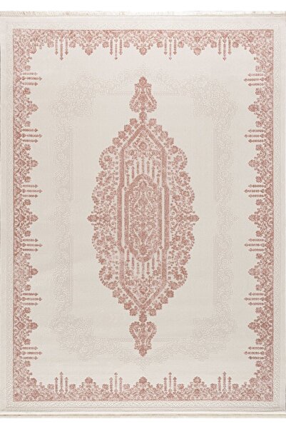 Bahariye Halı Simge B783 R Beyaz - Pembe Beyaz El Dugumlu