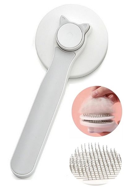 NEWSTORE HOME Pet Brush with Automatic Cleaning Button Cat Dog Hair Collector Comb Massage