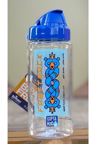 Gıpta Fast Track Tritan Patterned Flask with Straw 500 Cc Blue