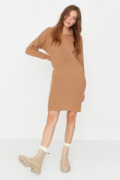 Trendyol Collection Мини трикотажна рокля Camel Camel TWOAW23EL00075 Рокля TWOAW23EL00075